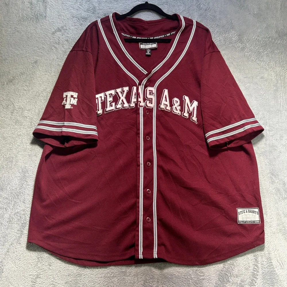 Y2K Texas A&M Aggies Baseball‎ Jersey Maroon Mens XL Button Up Embroidered VTG